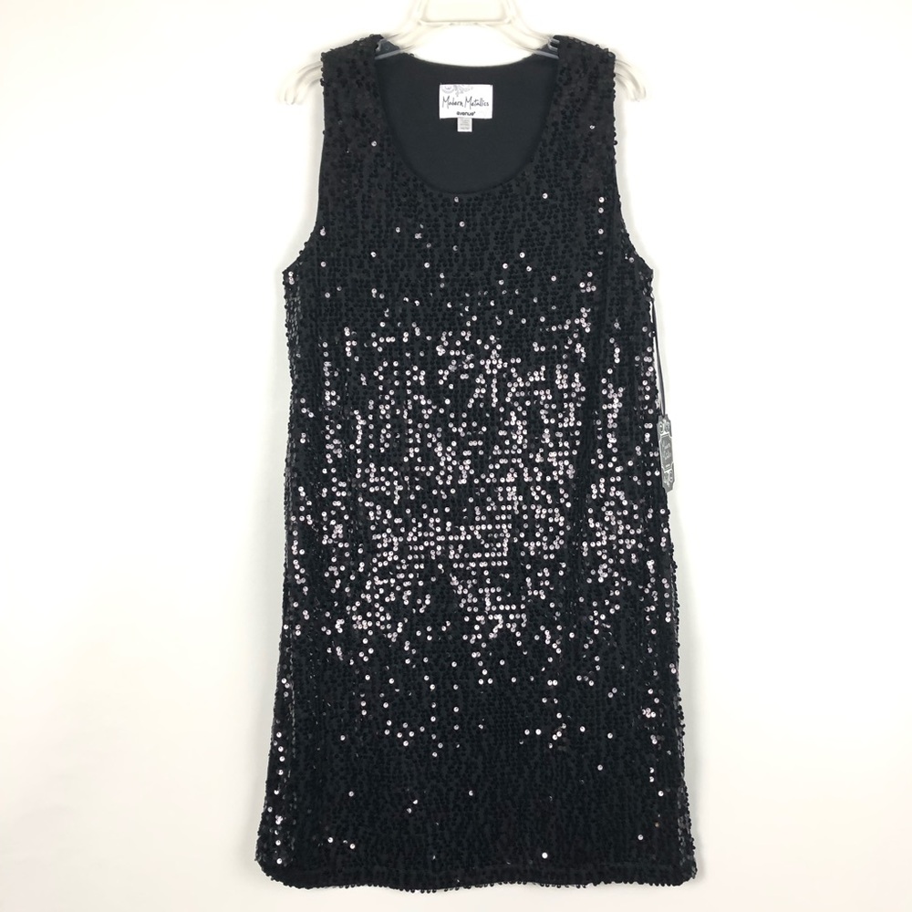 Avenue Modern Metallics Black Sequin Midi Dress